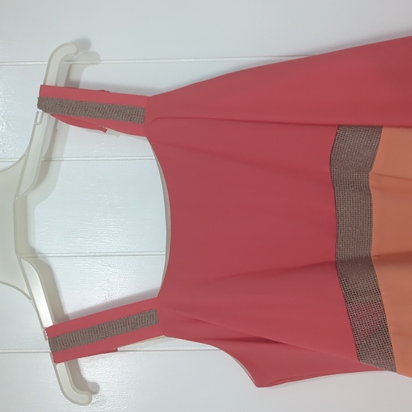 ❤️5/$25  c luce coral orange and tan dress - Picture 2 of 10